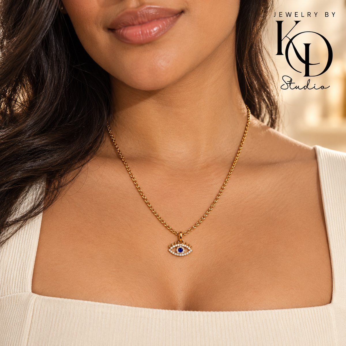 Blue Evil Eye Necklace | 18K Gold Plated