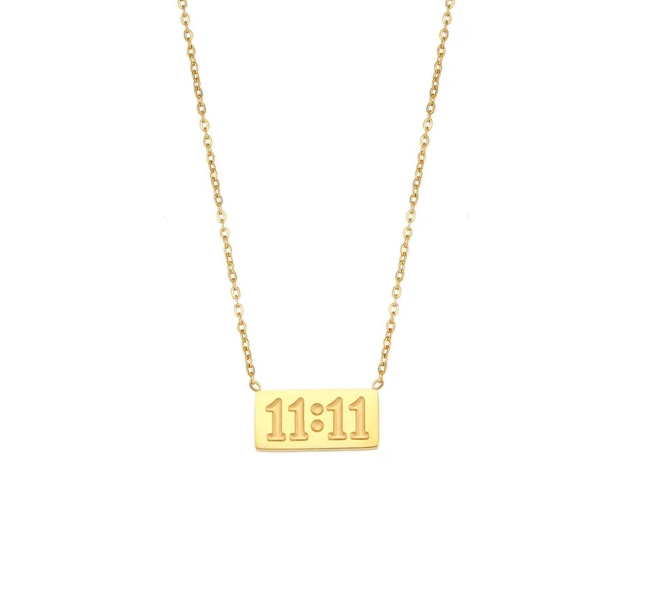 11:11 Square Pendant Necklace - 18 KGP PVD