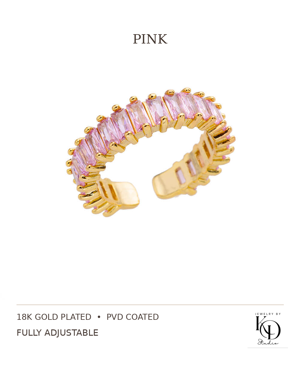 Shimmer & Sparkle CZ Tennis Ring | 18K Gold Plated | PVD Coated