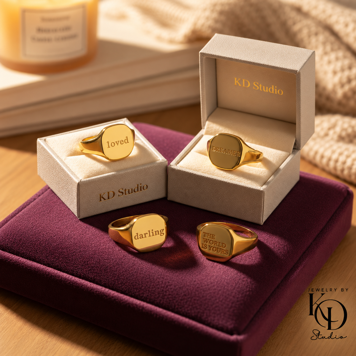 Minimalist Affirmations Rings | 18K Gold Plated