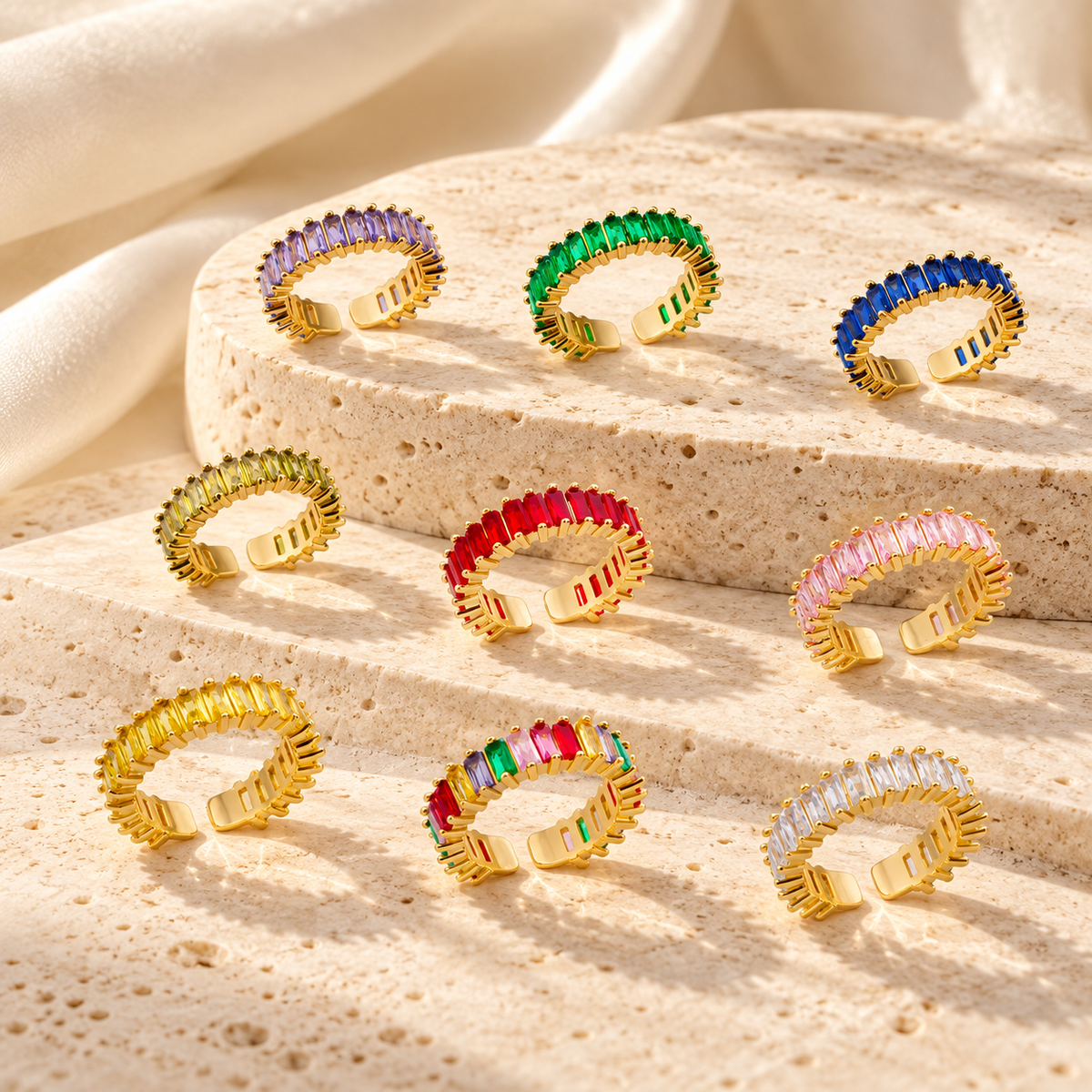Shimmer & Sparkle CZ Tennis Ring | 18K Gold Plated | PVD Coated