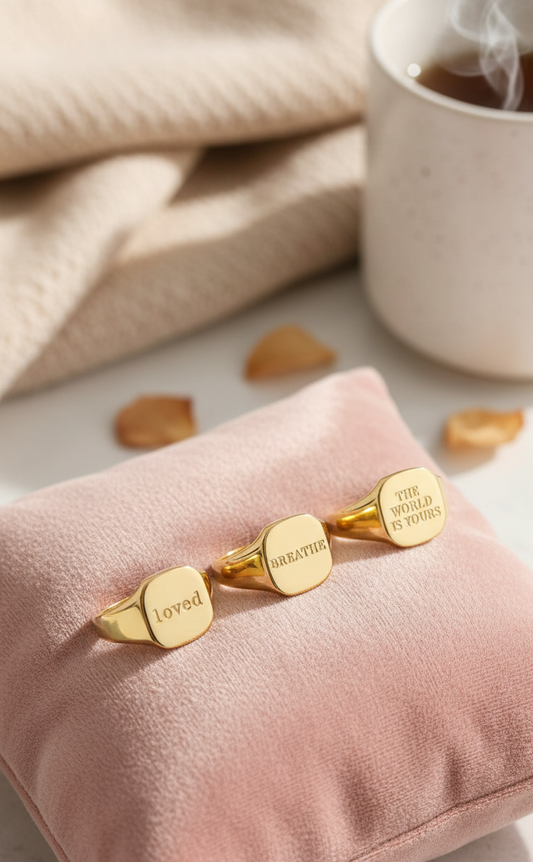 Minimalist Affirmations Rings - 18KGP