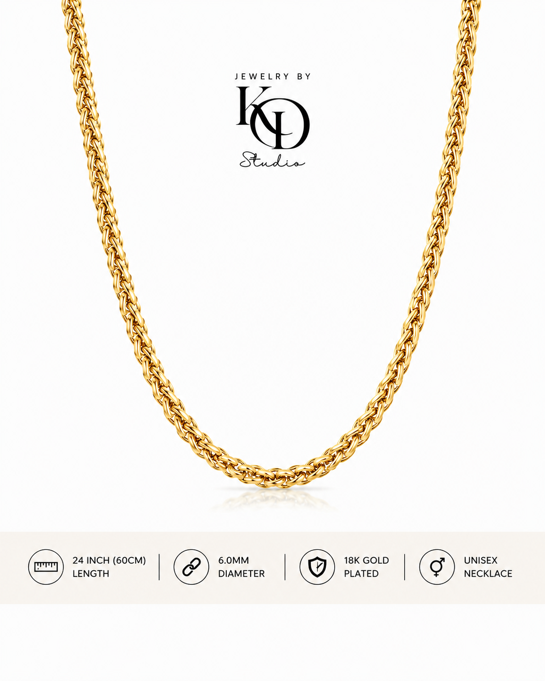 Big Daddy Round Snake Chain Necklace | 18KGP