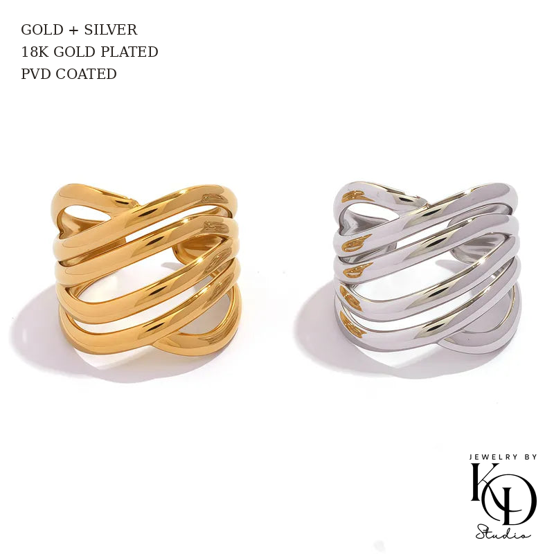 Bold Geometric Ring | 18K Gold Plated | PVD Coated