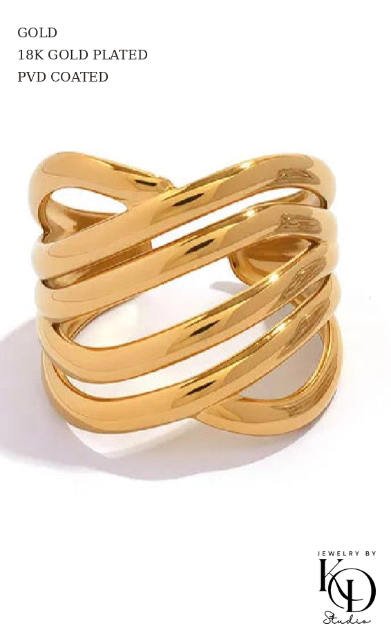 Bold Geometric Ring | 18K Gold Plated | PVD Coated