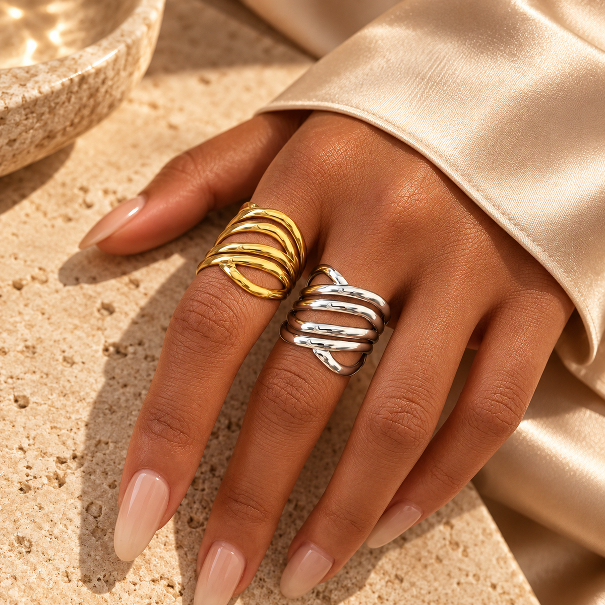 Bold Geometric Ring | 18K Gold Plated | PVD Coated