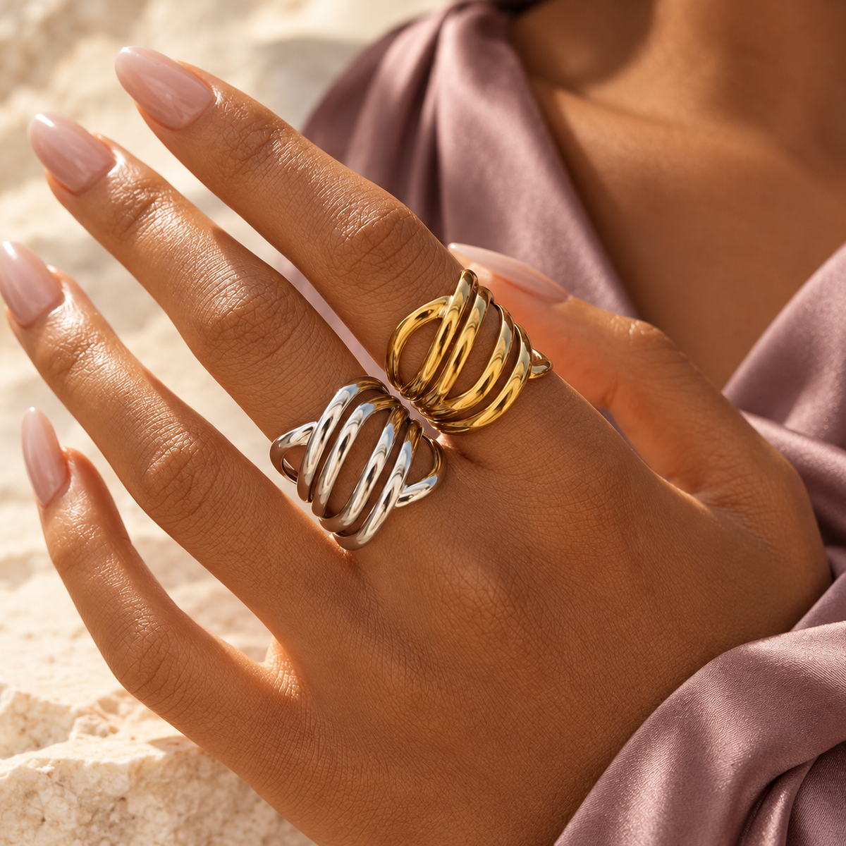 Bold Geometric Ring | 18K Gold Plated | PVD Coated