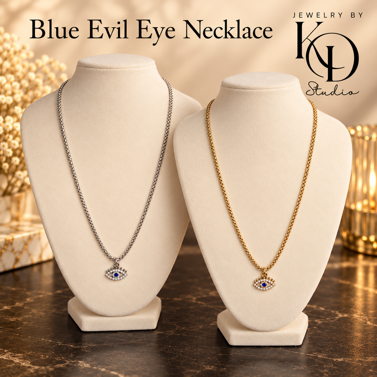 Blue Evil Eye Necklace | 18K Gold Plated