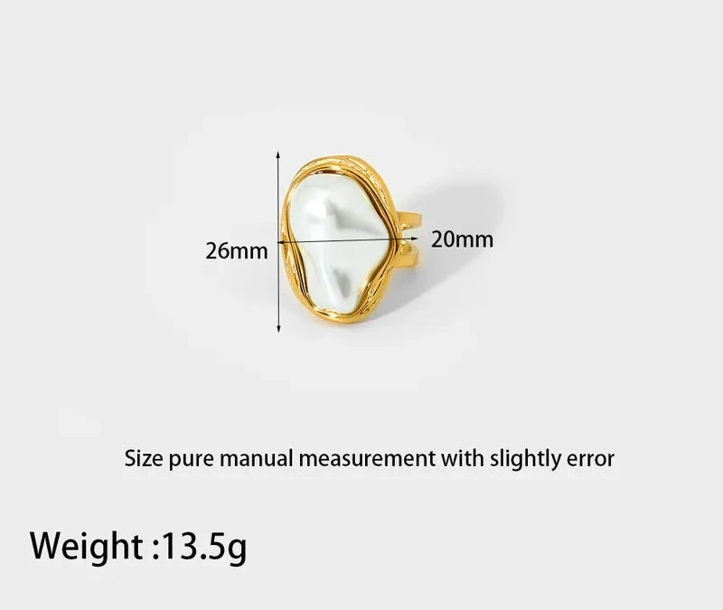 Rich Auntie Exaggerated Baroque Pearl Stud & Ring - 18 KGP