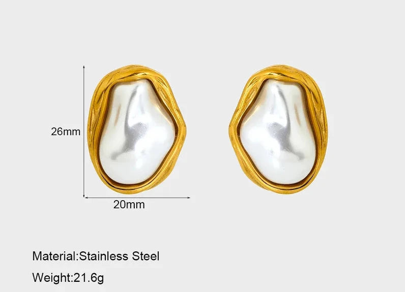 Rich Auntie Exaggerated Baroque Pearl Stud & Ring - 18 KGP