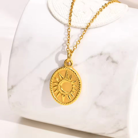Golden Oval Sunflower Necklace