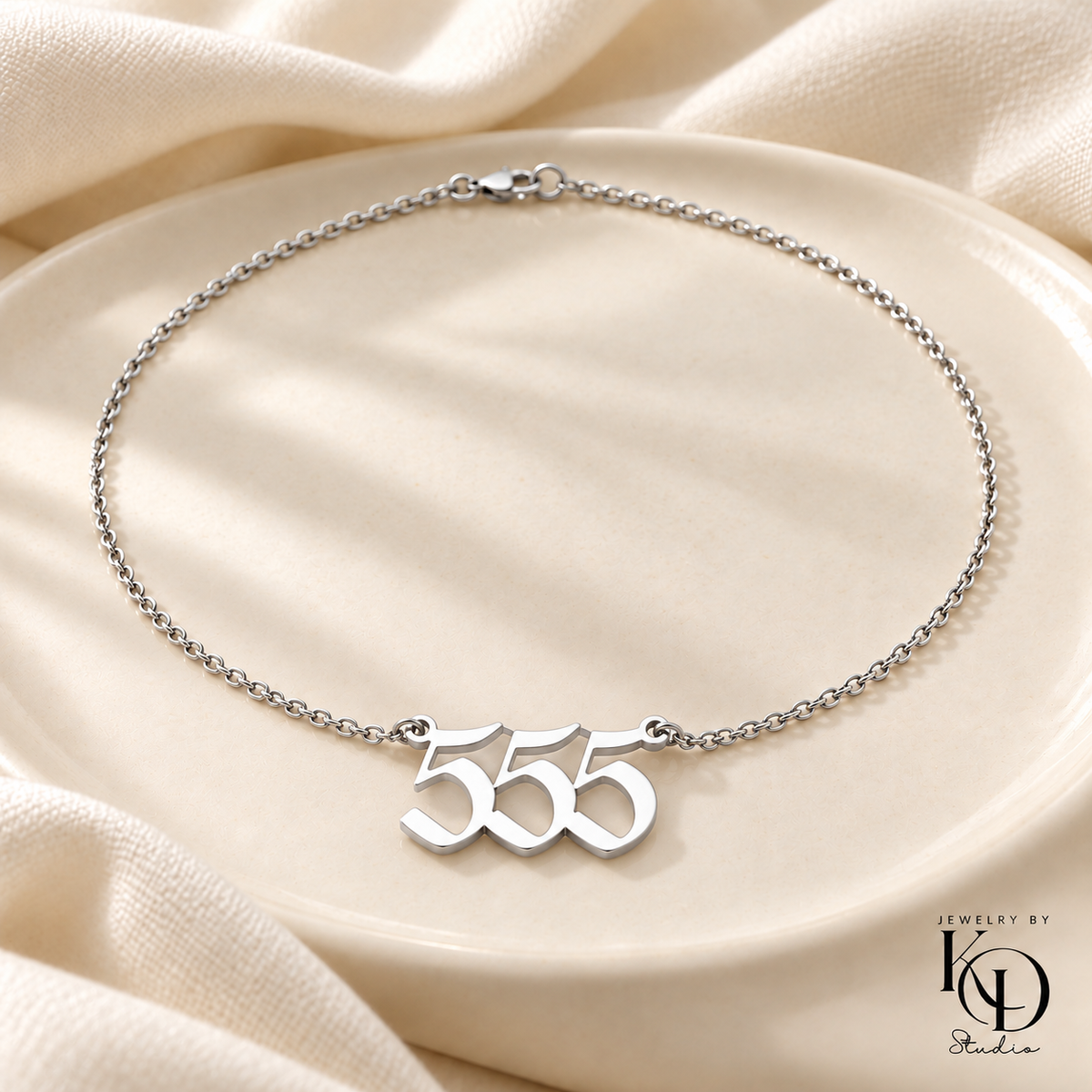 Divine Script Angel Number Necklace — 555 silver — Jewelry by KD Studio