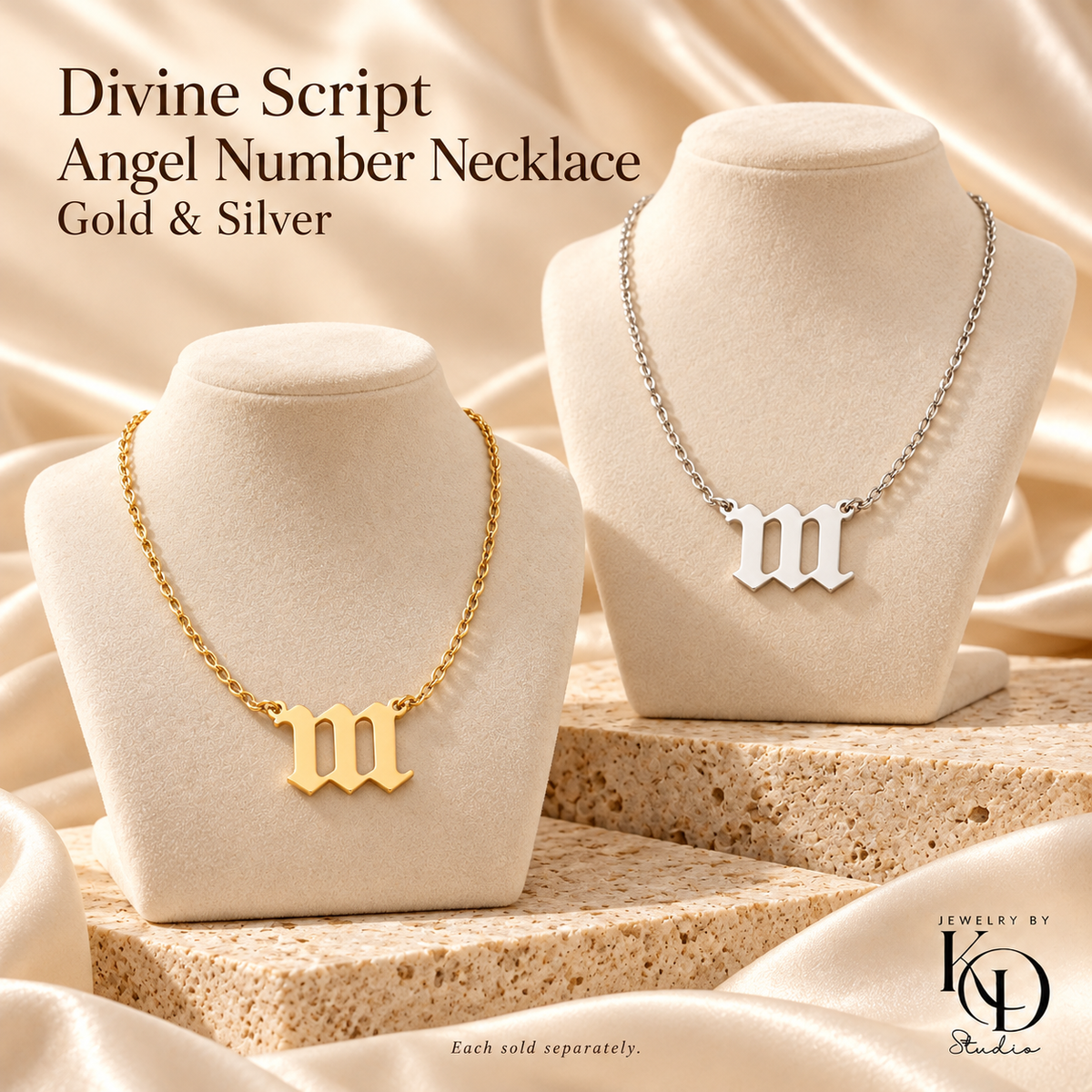 Divine Script Angel Number Necklace — hero — Jewelry by KD Studio