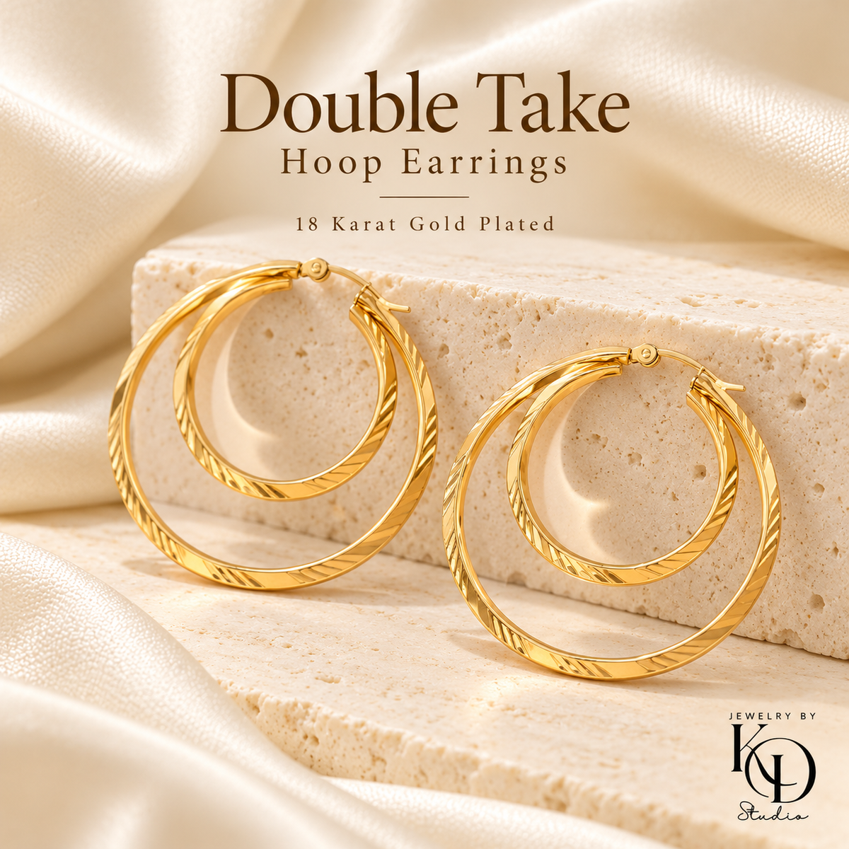 Double Take Hoop Earrings — hero — 18 Karat Gold Plated — Jewelry by KD Studio