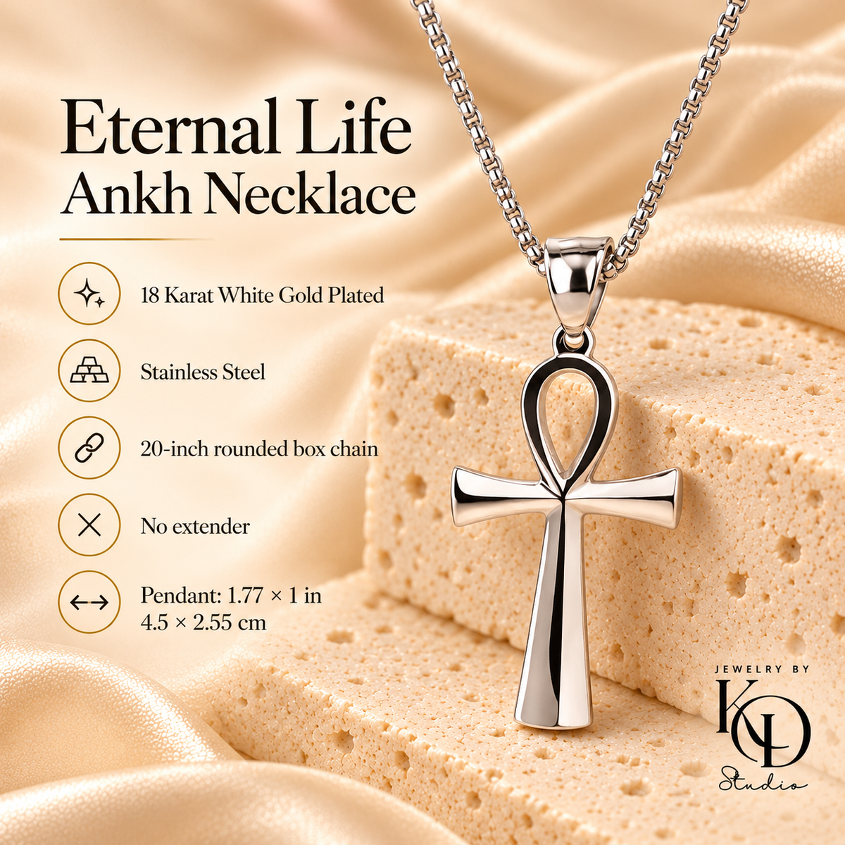 Eternal Life Ankh Necklace — silver details