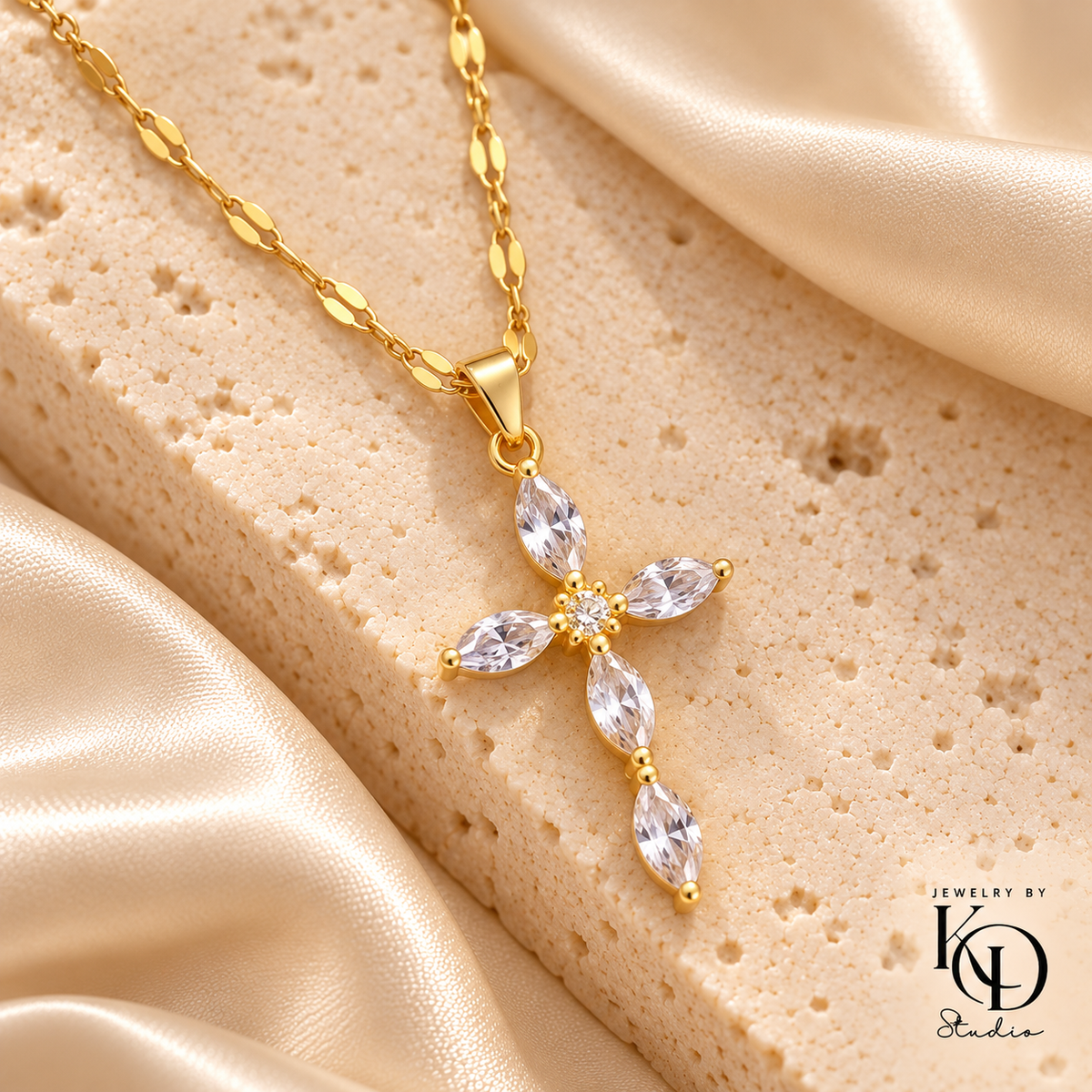 Grace in Bloom CZ Cross Necklace — crystal