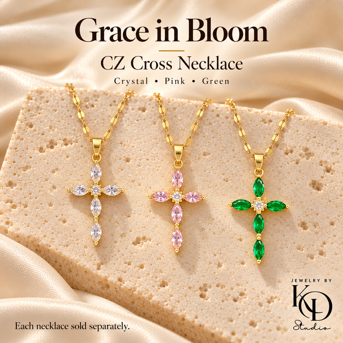 Grace in Bloom CZ Cross Necklace — hero
