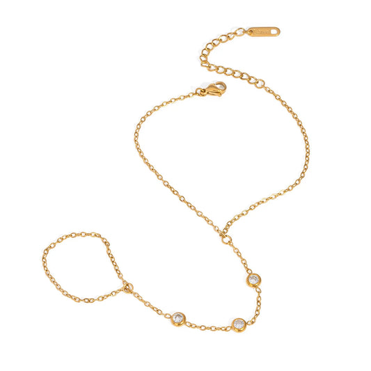 Rich Beach Vibes CZ Trio Hand Chain - 18KGP PVD Coated