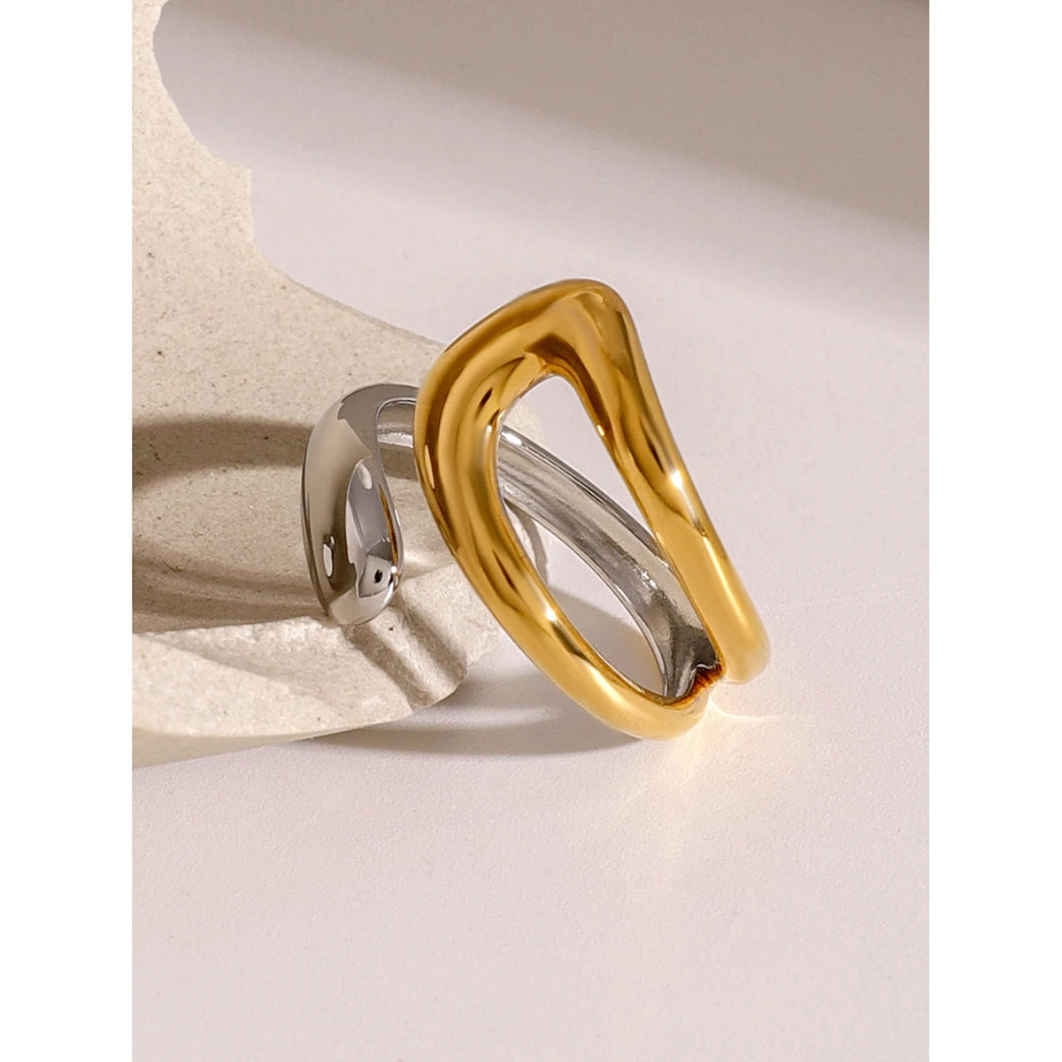 Elegant Asymmetric Ring | 18K Gold Plated | PVD Coated