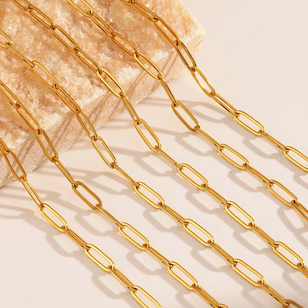 Chic Gold Paperclip Necklace & Bracelet Set