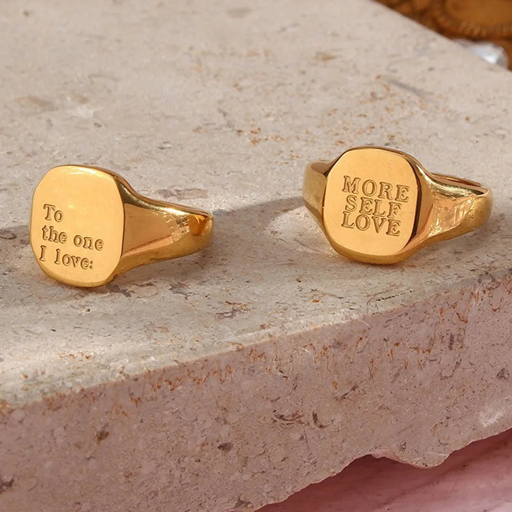 Minimalist Affirmations Rings - 18KGP
