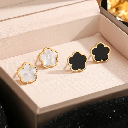 Flower Clover Stud Earrings