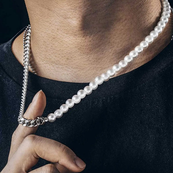 Pearl Chain Cuban Link Choker