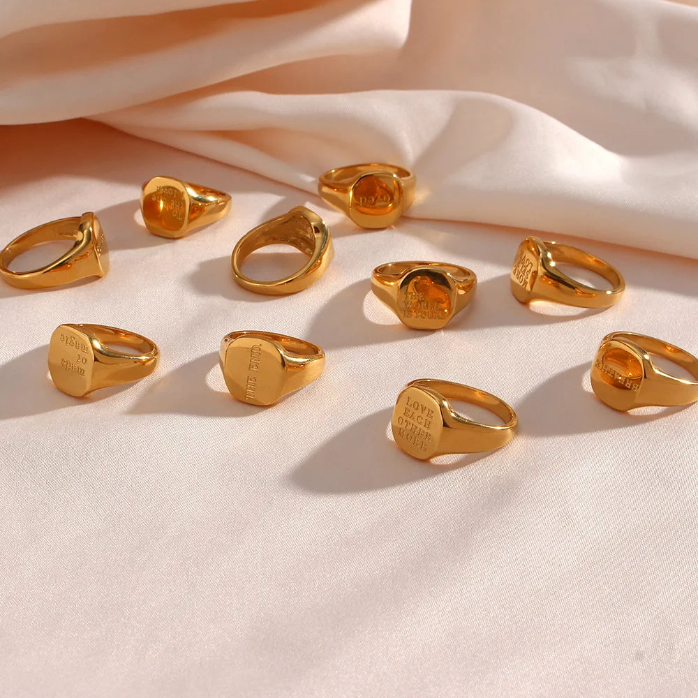 Minimalist Affirmations Rings - 18KGP