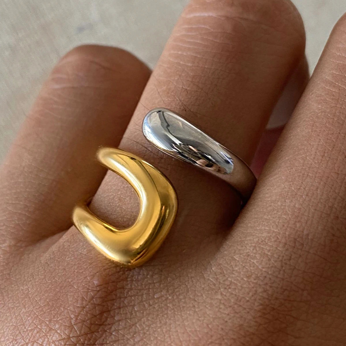 Elegant Asymmetric Ring | 18K Gold Plated | PVD Coated