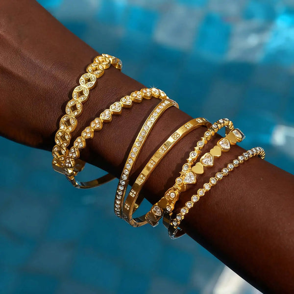 Refined CZ Layered Bangle Set