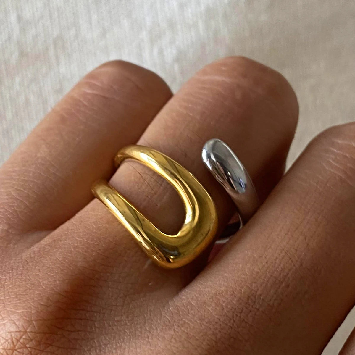 Elegant Asymmetric Ring | 18K Gold Plated | PVD Coated