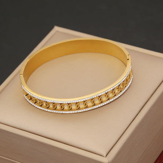 Sparkling Zircon Charm Bangle