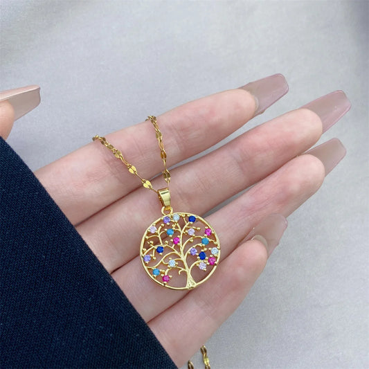 Rainbow Tree of Life Necklace
