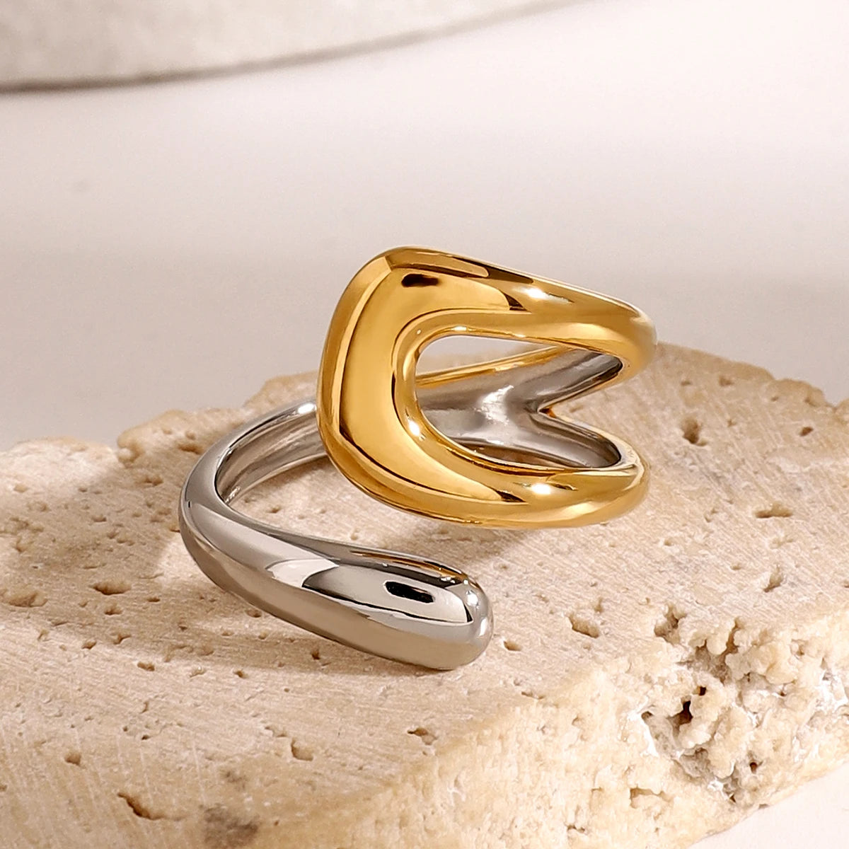 Elegant Asymmetric Ring | 18K Gold Plated | PVD Coated