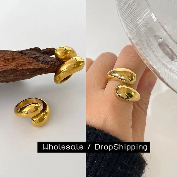 Gold Drop Stainless Steel Ring
