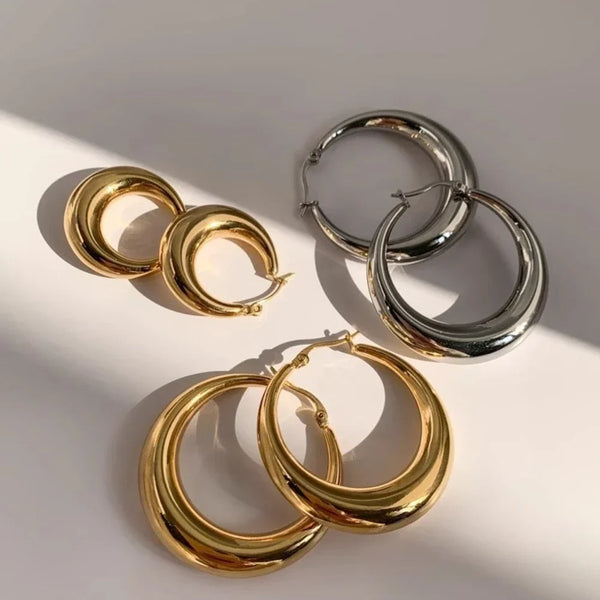Chic Gold Chubby Hoop Earrings