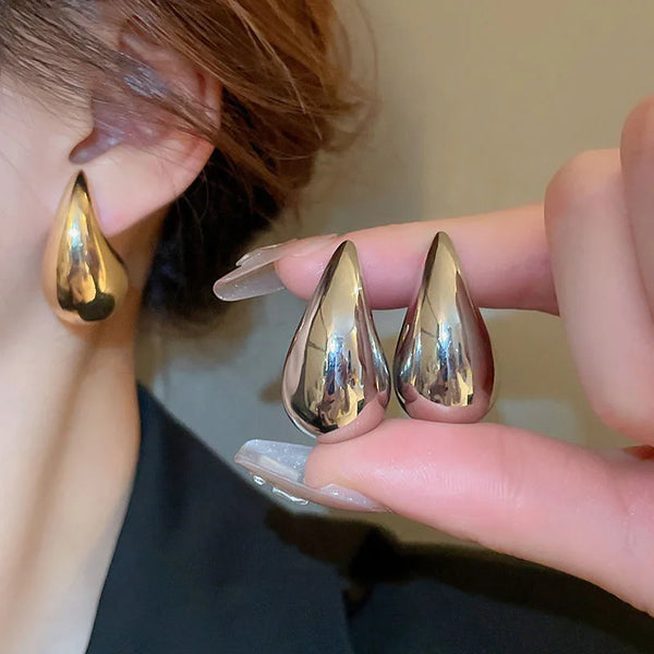 Gold Drop Stud Earrings