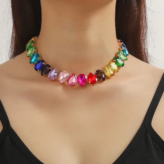 Fashion Rainbow Water Drop Choker