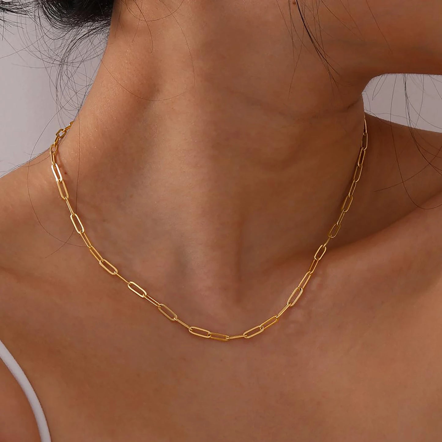Chic Gold Paperclip Necklace & Bracelet Set