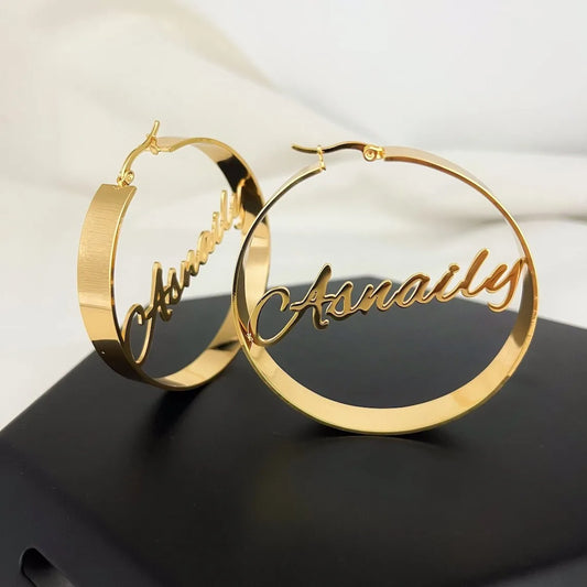 Charming Name Hoop Earrings