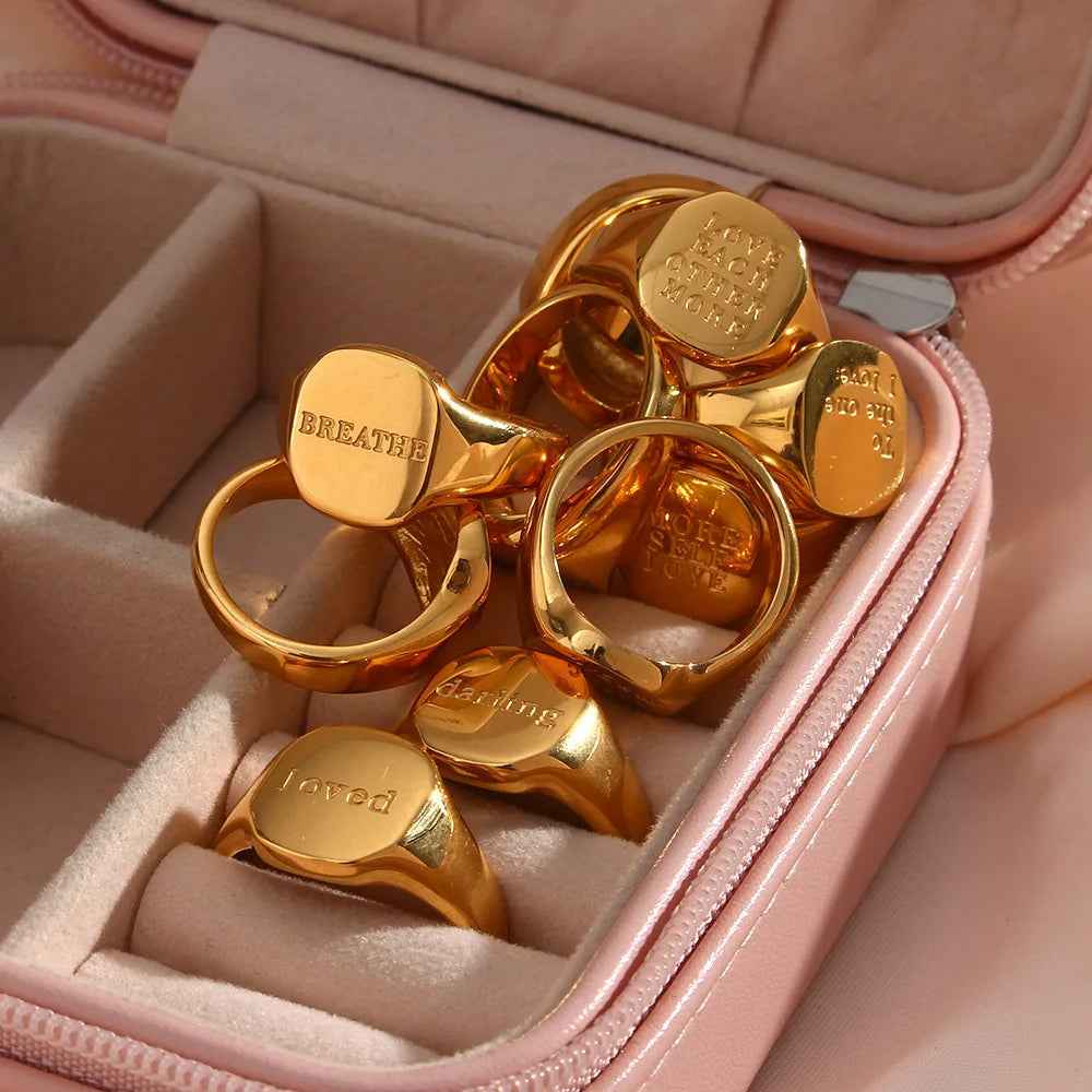 Minimalist Affirmations Rings - 18KGP