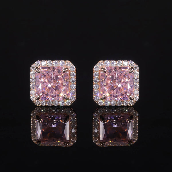 Sparkling Pink Halo Earrings