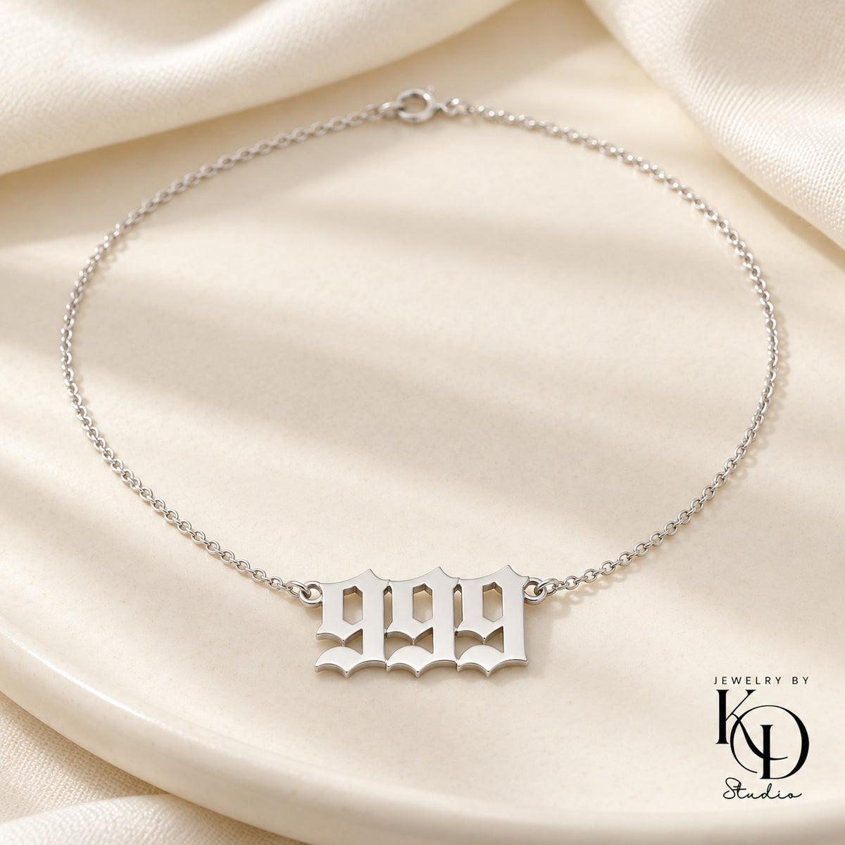Old English angel number necklace — 999 silver — Jewelry by KD Studio