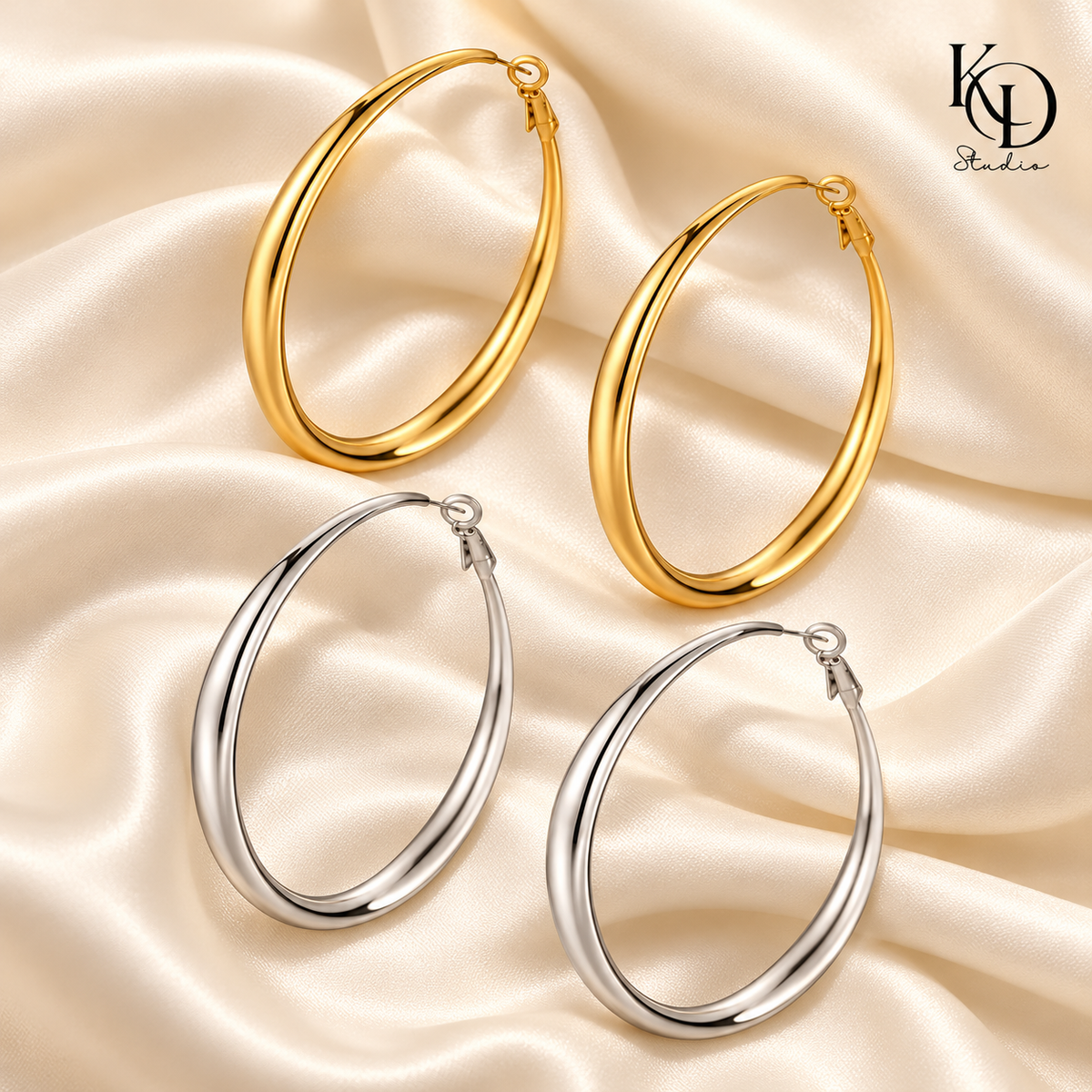 Rich Vibes Sculpted Hoops silk-group
