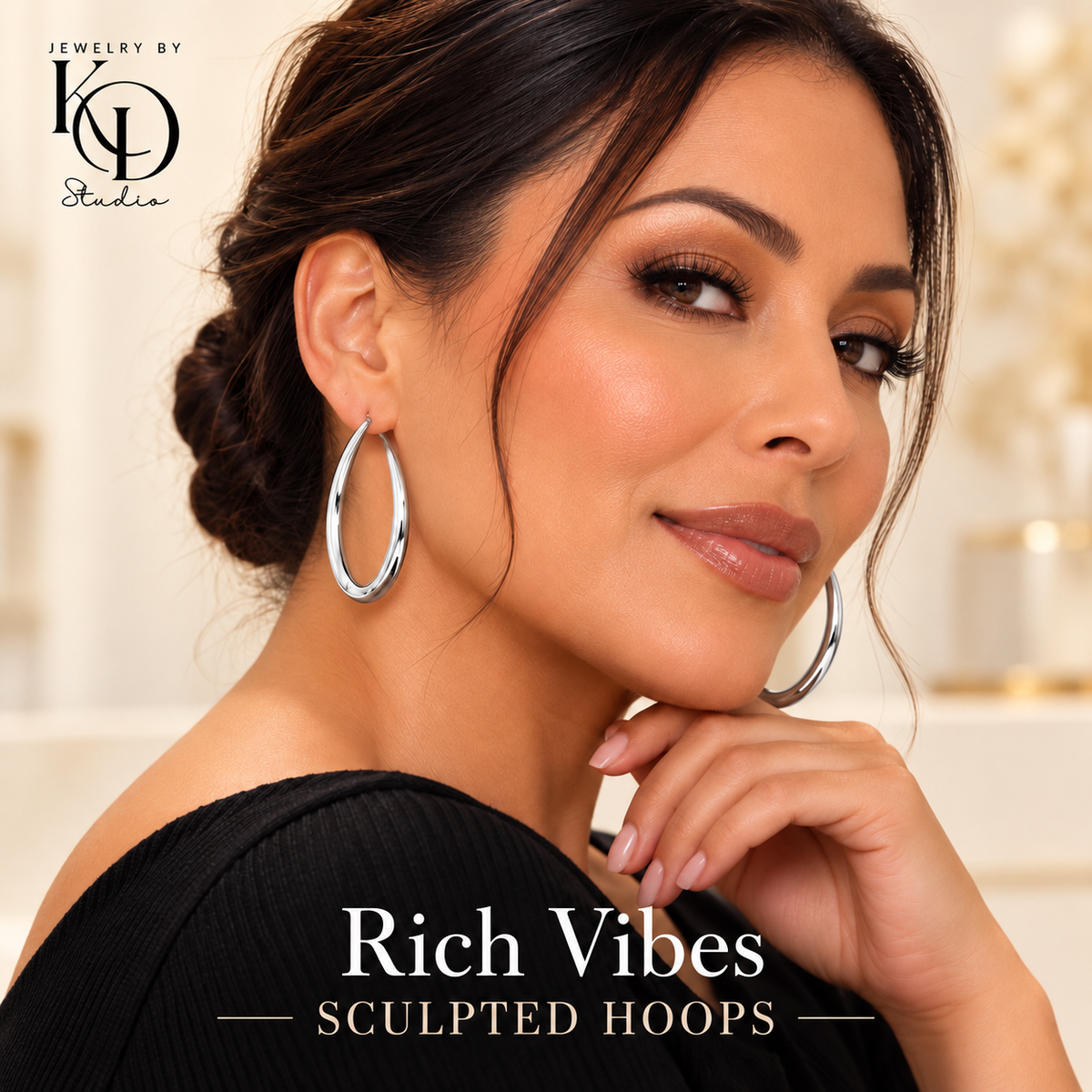 Rich Vibes Sculpted Hoops silver model corrected